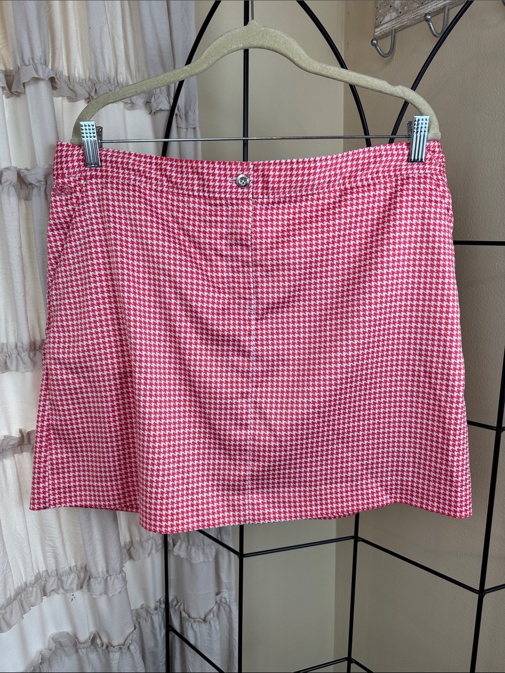 Izod Golf Women's Pink Houndstooth Stretch Golf Skirt Skort w/ Pockets Size 12 - Picture 1 of 9